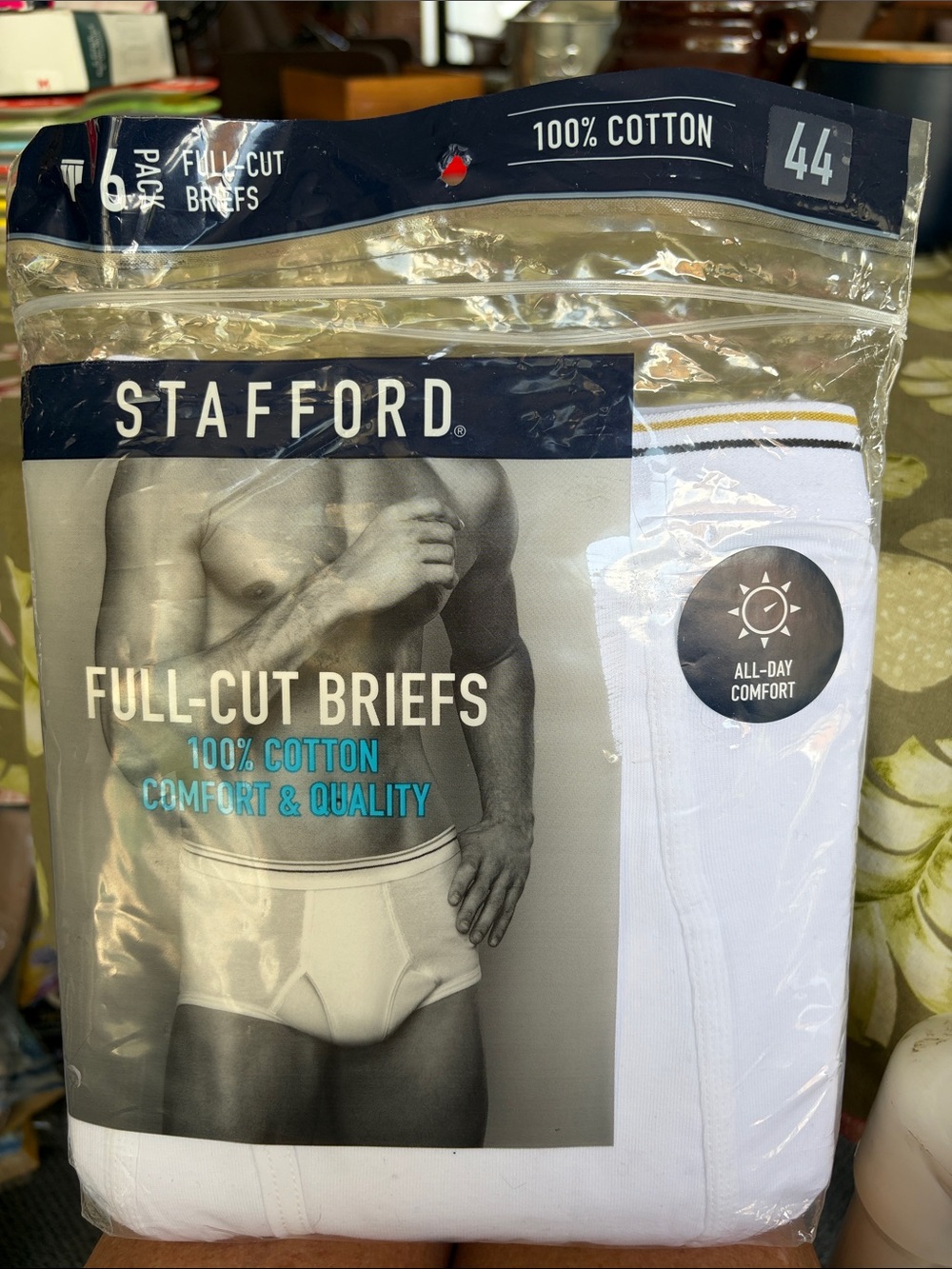 Stafford White Full-Cut Briefs - 6 Pack Sz 44